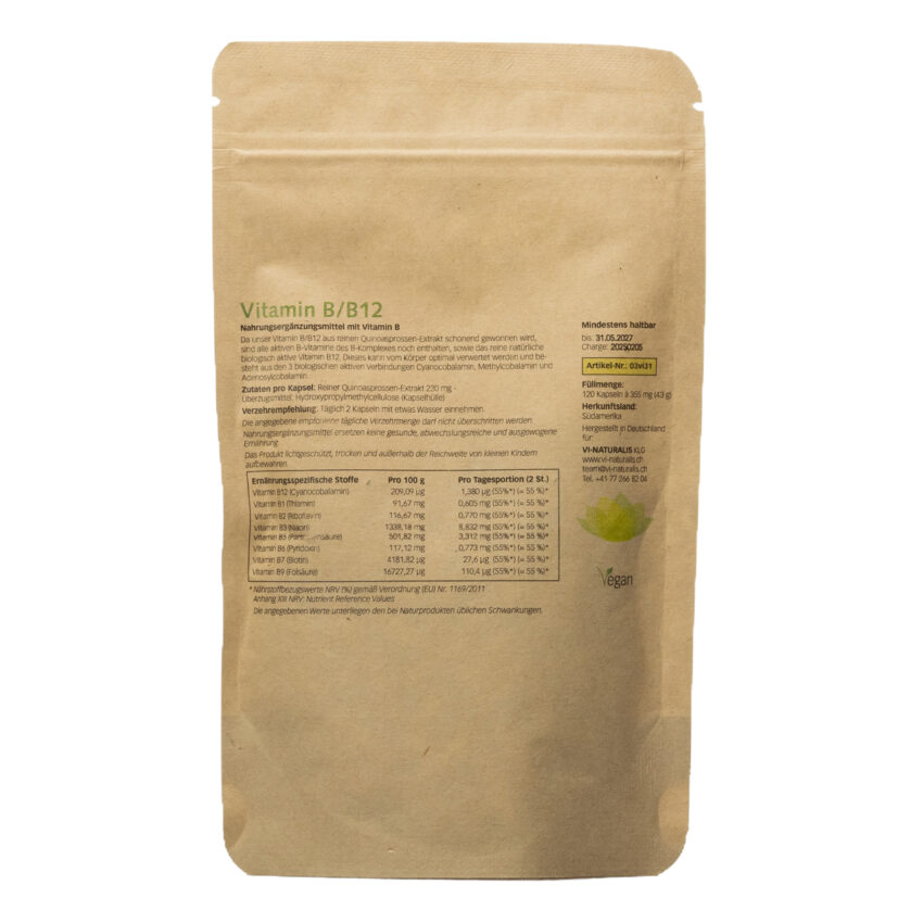 Vi-Naturalis-KLG-Supplemente_Vitamin B_B12 Kapseln - 120 vegane Kapseln à 230 mg