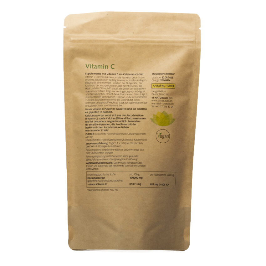 Vitamin C gepuffertes (säurefrei) | 150 Kapseln à 600 mg – Bild 2