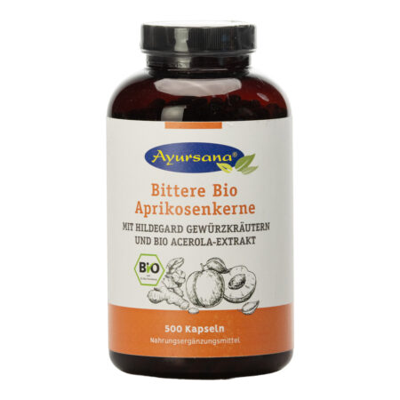 Ayursana Bittere Aprikosenkernkapseln mit Hildegard- Gewürzkräutern, BIO (500 Stück)